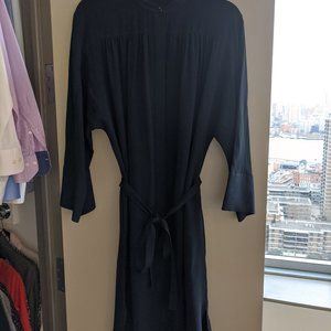 Vince Silk Shirred Shirt Dress